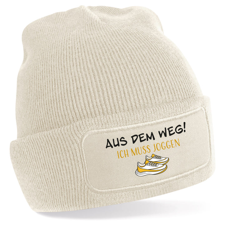 Mütze „Aus dem Weg – ich muss joggen“ | Lustige Beanie für Lauf- & Fitnessfans