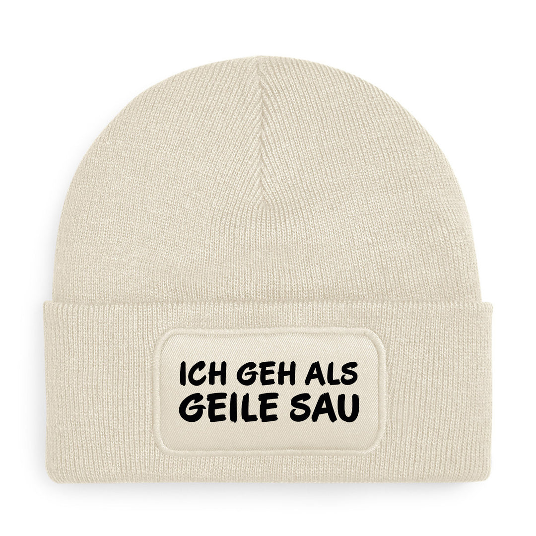 Ich geh als geile Sau Mütze – Lustige Beanie mit Spruch | Karneval, Fasching & Party Accessoire