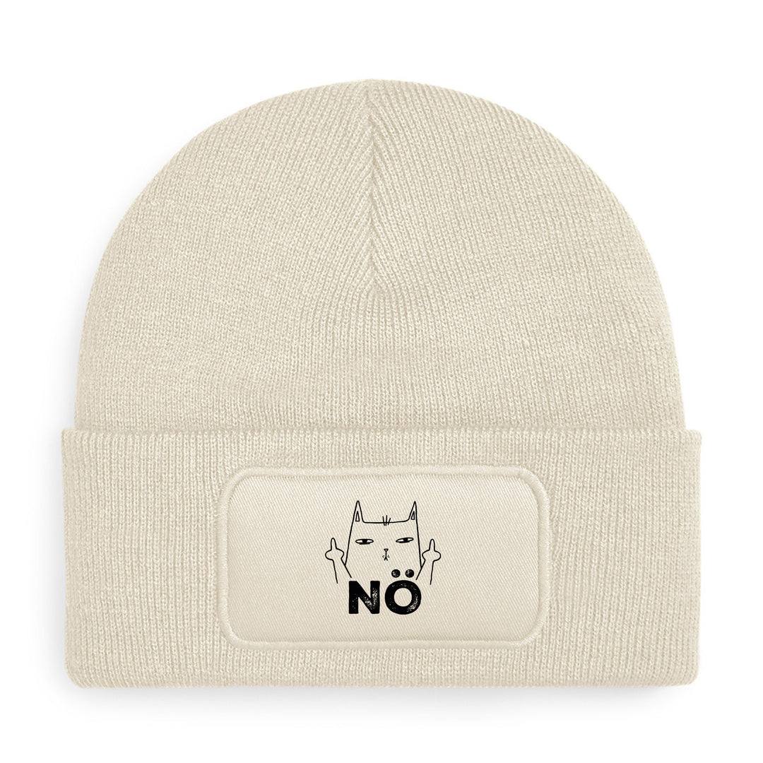 Nö Mütze – Katze mit Mittelfinger | Lustige Beanie mit Spruch & Motiv | Geschenk für Katzenfans mit Humor