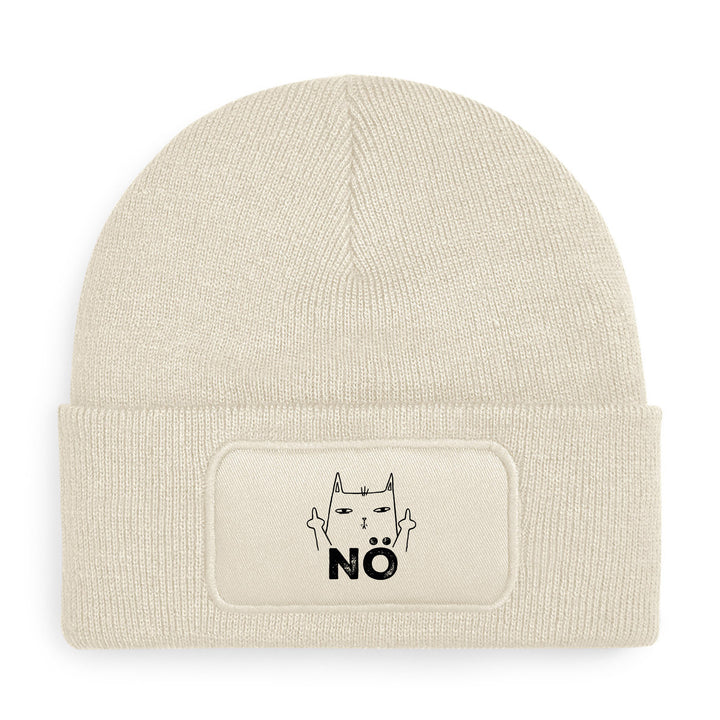 Nö Mütze – Katze mit Mittelfinger | Lustige Beanie mit Spruch & Motiv | Geschenk für Katzenfans mit Humor