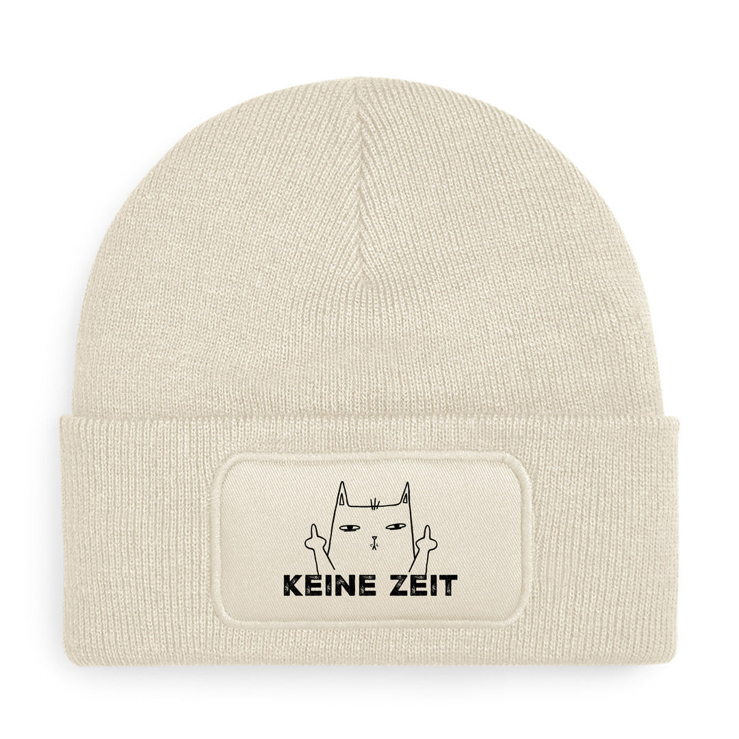 Keine Zeit Mütze – Katze mit Mittelfinger | Lustige Beanie mit Spruch | Geschenk für Katzenfans mit Humor