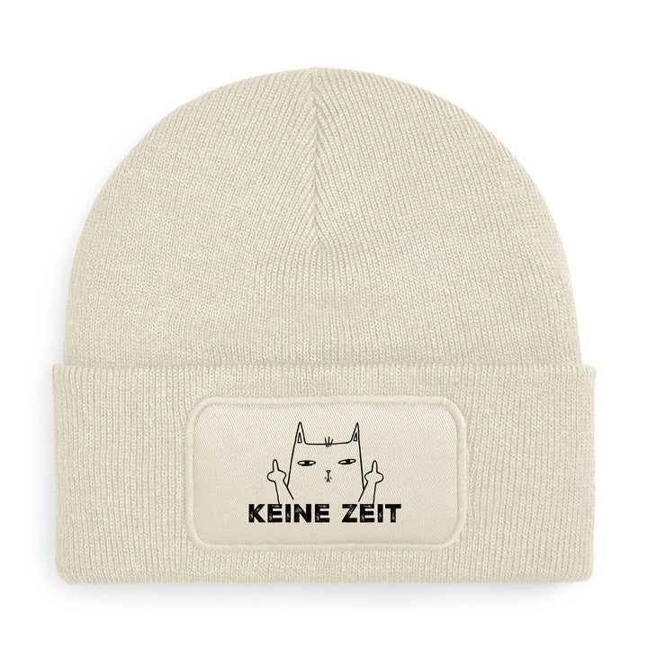 Keine Zeit Mütze – Katze mit Mittelfinger | Lustige Beanie mit Spruch | Geschenk für Katzenfans mit Humor