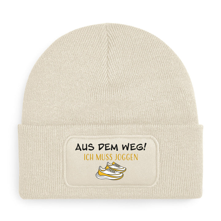 Mütze „Aus dem Weg – ich muss joggen“ | Lustige Beanie für Lauf- & Fitnessfans
