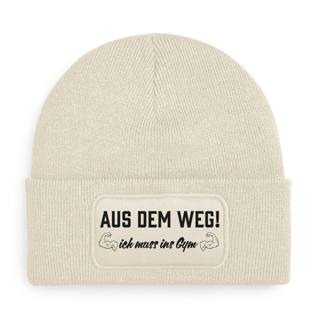 Mütze „Aus dem Weg – ich muss ins Gym“ | Lustige Beanie für Fitness- & Gym-Fans