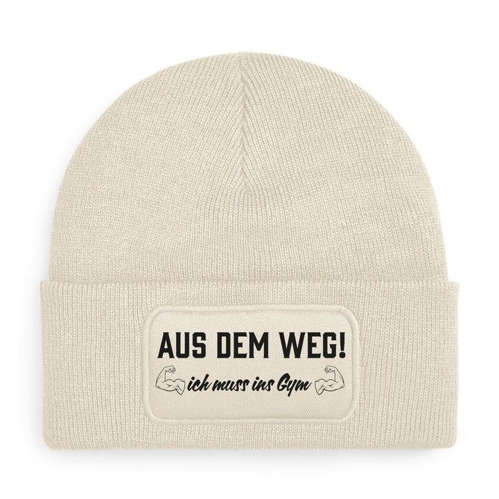 Mütze „Aus dem Weg – ich muss ins Gym“ | Lustige Beanie für Fitness- & Gym-Fans