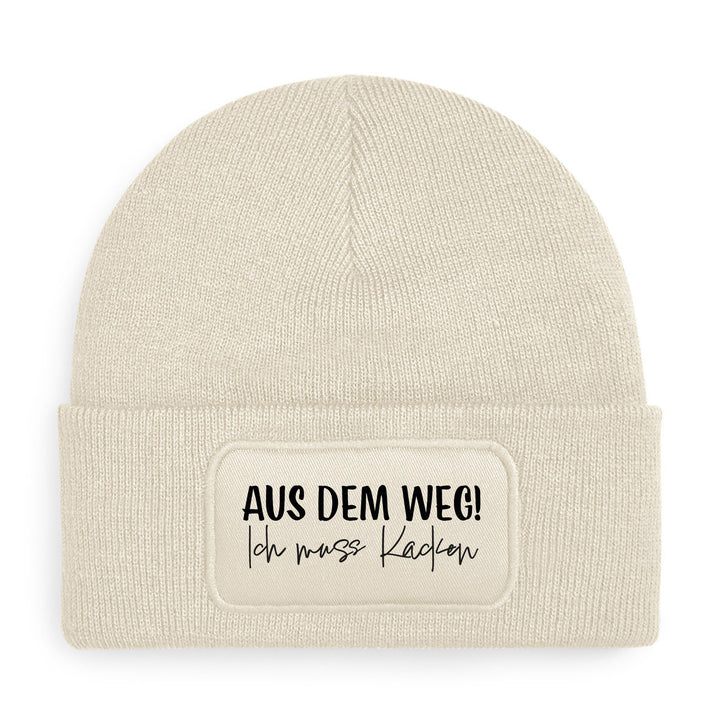 Aus dem Weg – muss kacken Mütze – Lustige Beanie mit Spruch | Spaß Geschenk für Freunde mit Humor