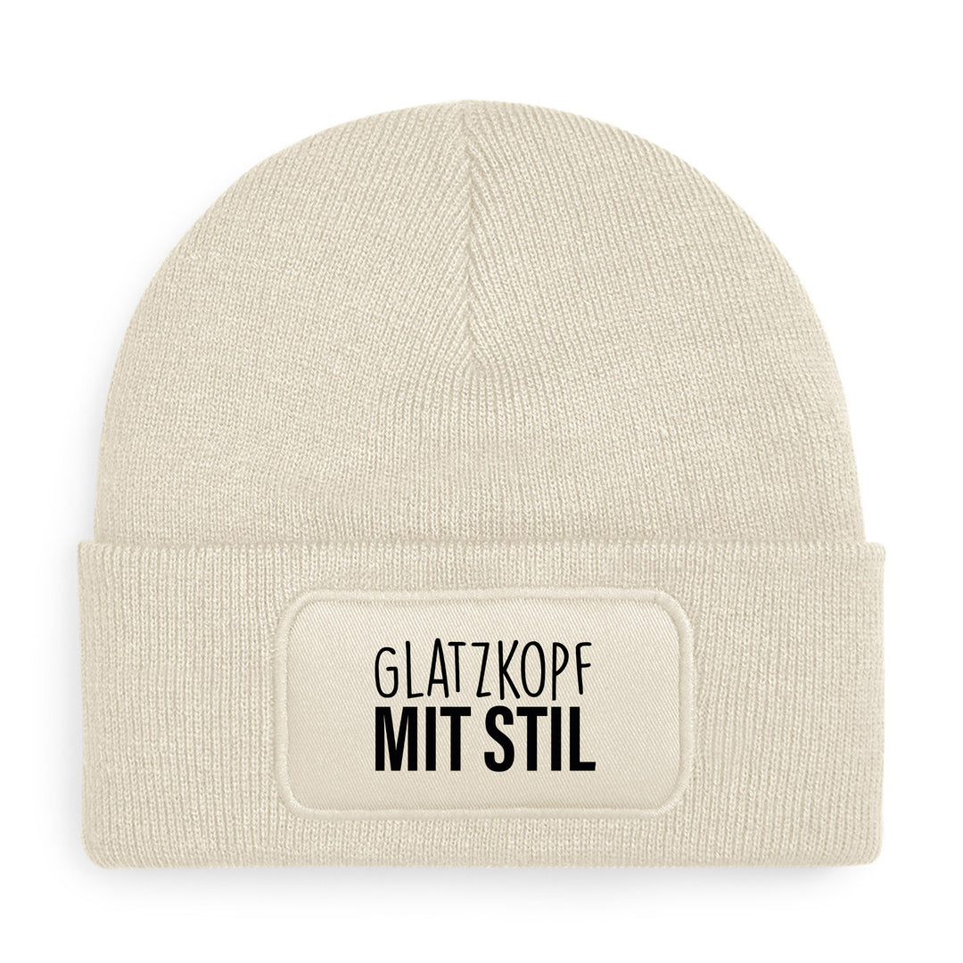 Glatzkopf mit Stil Mütze – Lustige Beanie mit Spruch | Geschenk für Männer mit Glatze & Humor