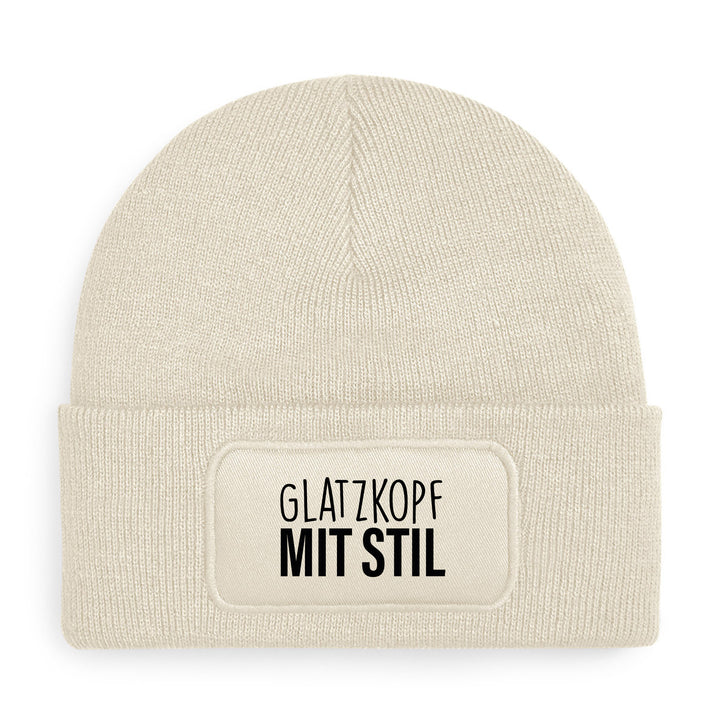 Glatzkopf mit Stil Mütze – Lustige Beanie mit Spruch | Geschenk für Männer mit Glatze & Humor