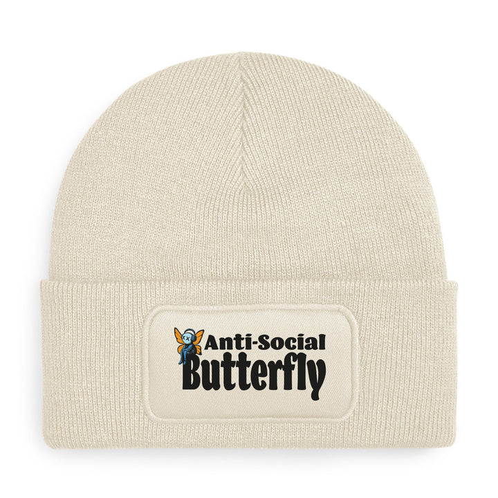 Anti Social Butterfly Mütze – Lustige Beanie mit Spruch | Geschenk für Introvertierte & Humorvolle