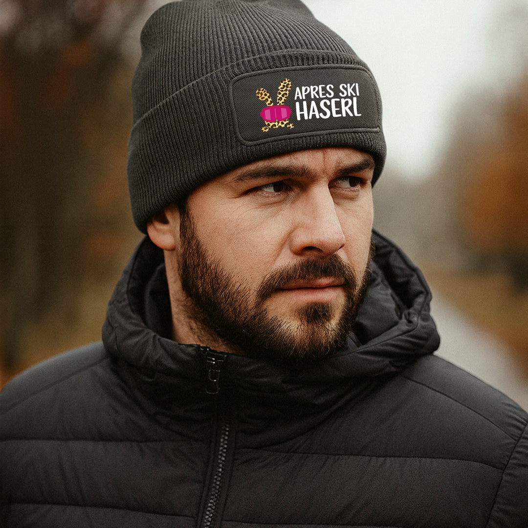 Mütze „Après-Ski Haserl“ | Lustige Beanie für Winter, Hütte & Party