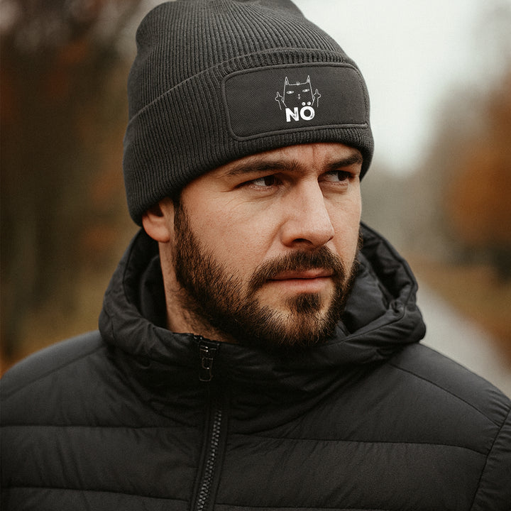 Nö Mütze – Katze mit Mittelfinger | Lustige Beanie mit Spruch & Motiv | Geschenk für Katzenfans mit Humor