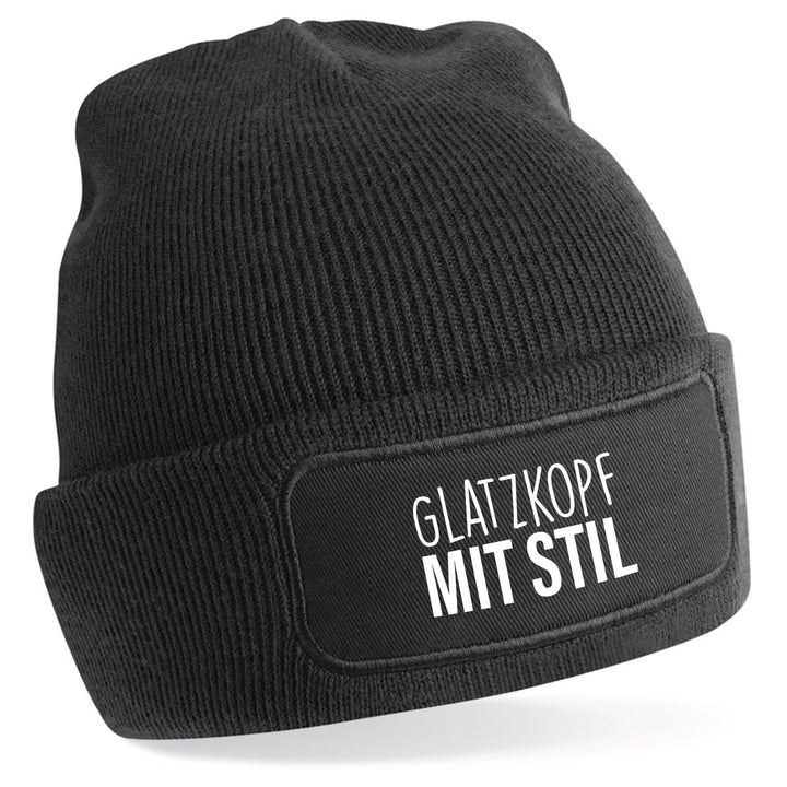 Glatzkopf mit Stil Mütze – Lustige Beanie mit Spruch | Geschenk für Männer mit Glatze & Humor
