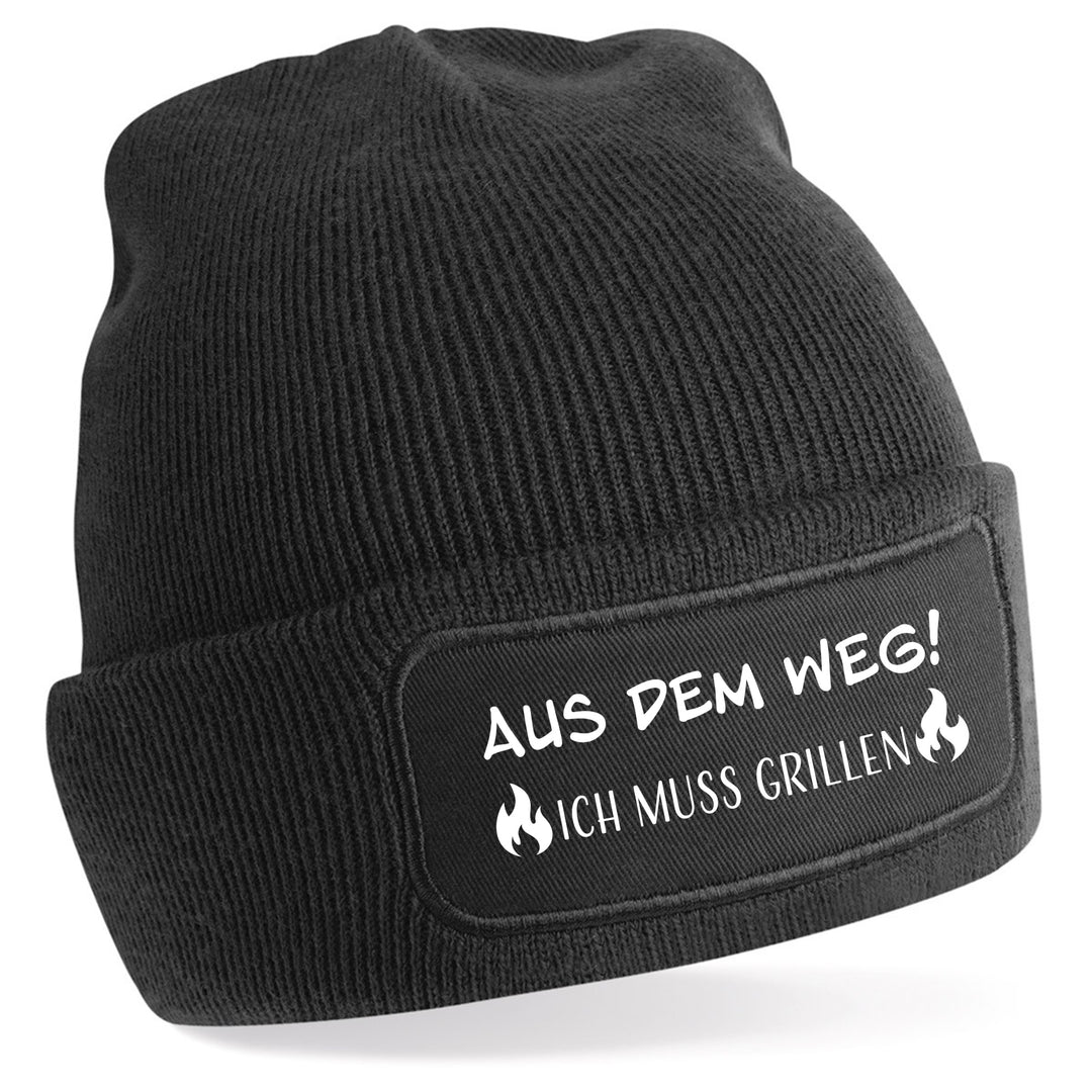 Mütze „Aus dem Weg – ich muss grillen“ | Lustige Beanie für Grillmeister & BBQ-Fans