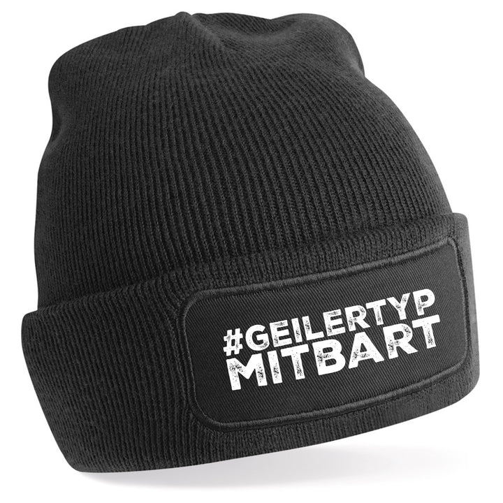 #geilertypmitbart Mütze – Lustige Beanie mit Spruch | Geschenk für bärtige Männer mit Humor