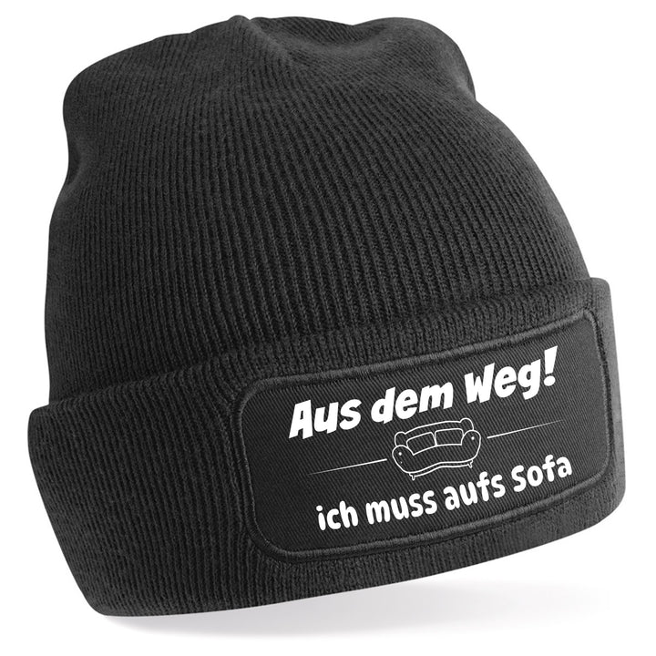 Mütze „Aus dem Weg – ich muss aufs Sofa“ | Lustige Beanie für Couch-Profis