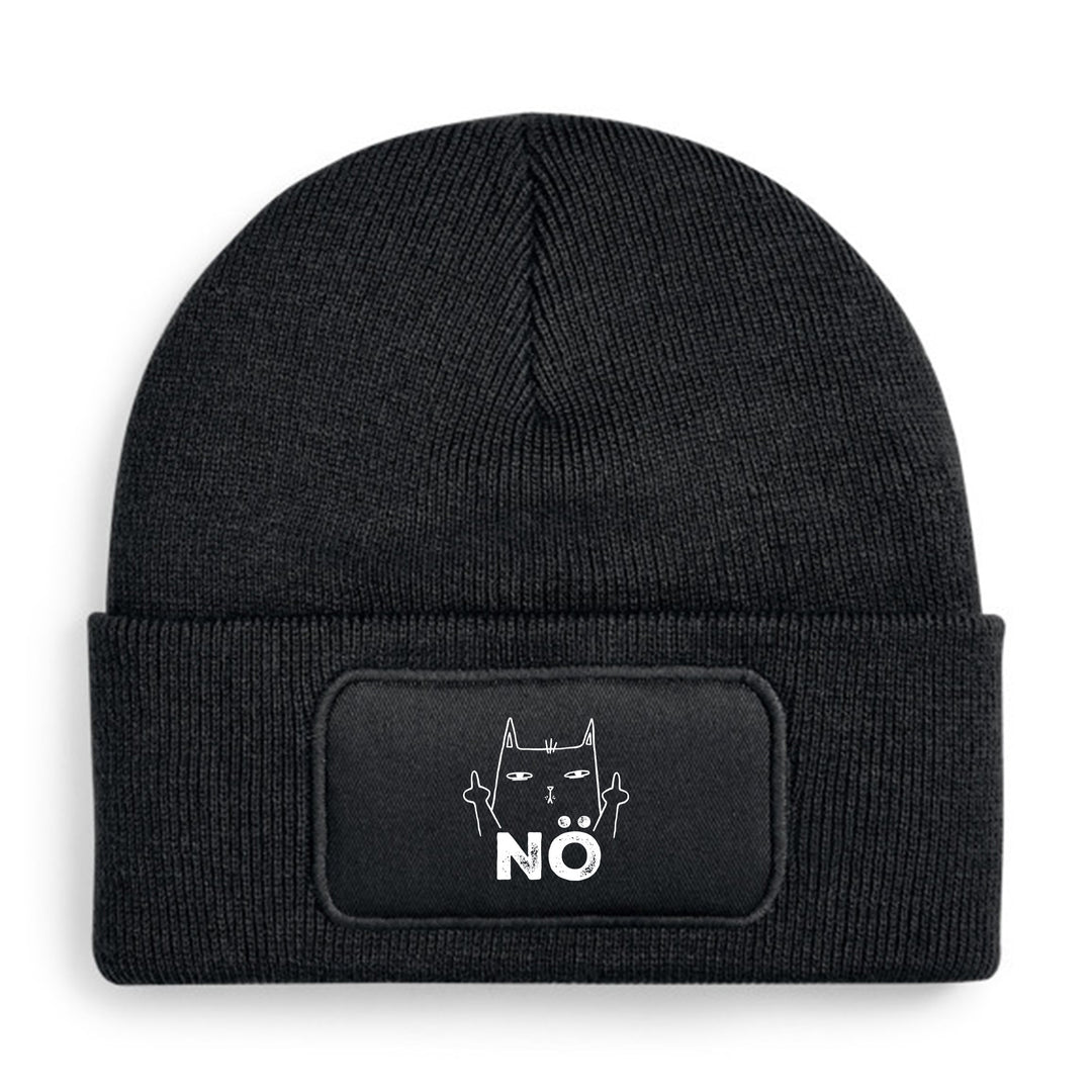Nö Mütze – Katze mit Mittelfinger | Lustige Beanie mit Spruch & Motiv | Geschenk für Katzenfans mit Humor