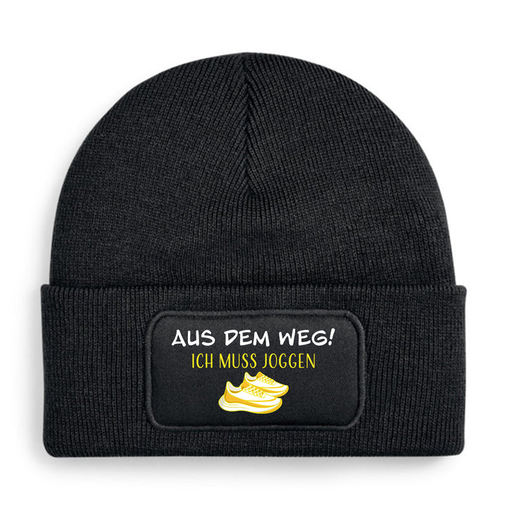 Mütze „Aus dem Weg – ich muss joggen“ | Lustige Beanie für Lauf- & Fitnessfans