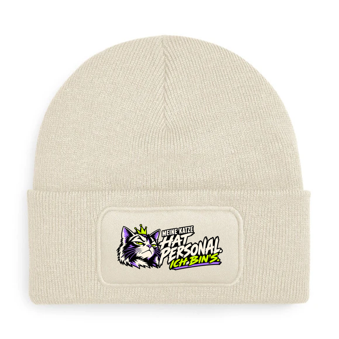 Meine Katze hat Personal. Ich bin’s. – Mütze Beige