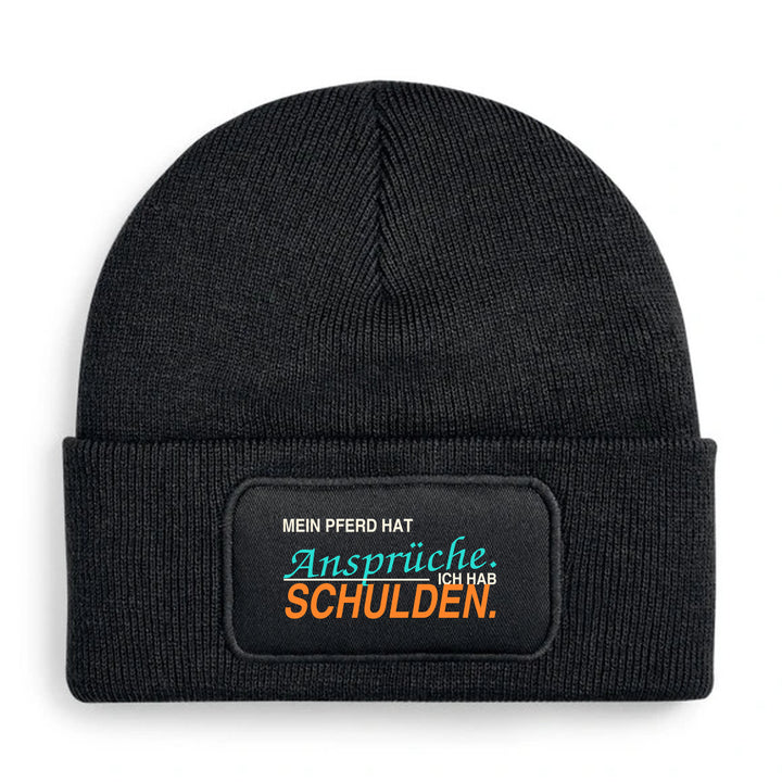 Mein Pferd hat Ansprüche. Ich hab Schulden. – Mütze Schwarz