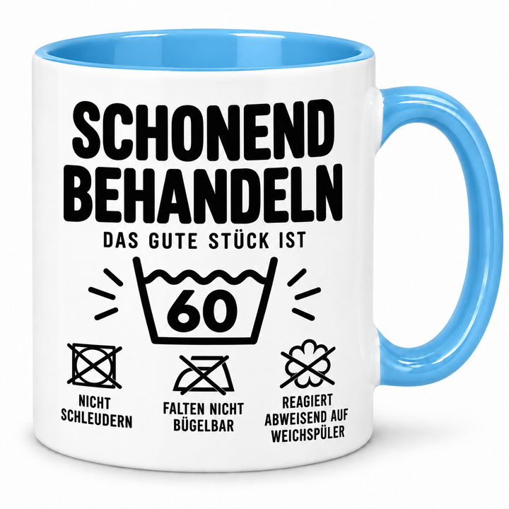 Tasse zum 60. Geburtstag – Schonend behandeln – blau