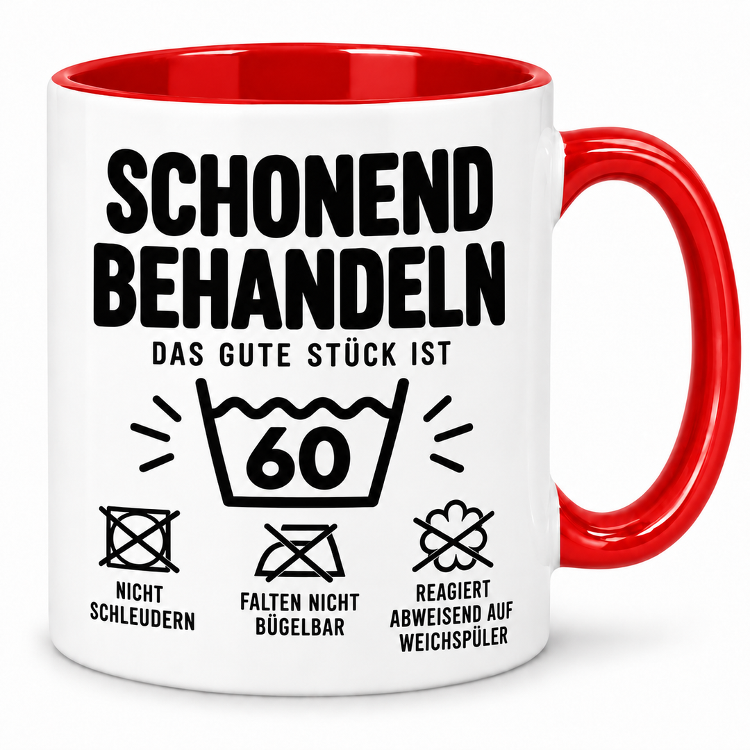Tasse zum 60. Geburtstag – Schonend behandeln – rot
