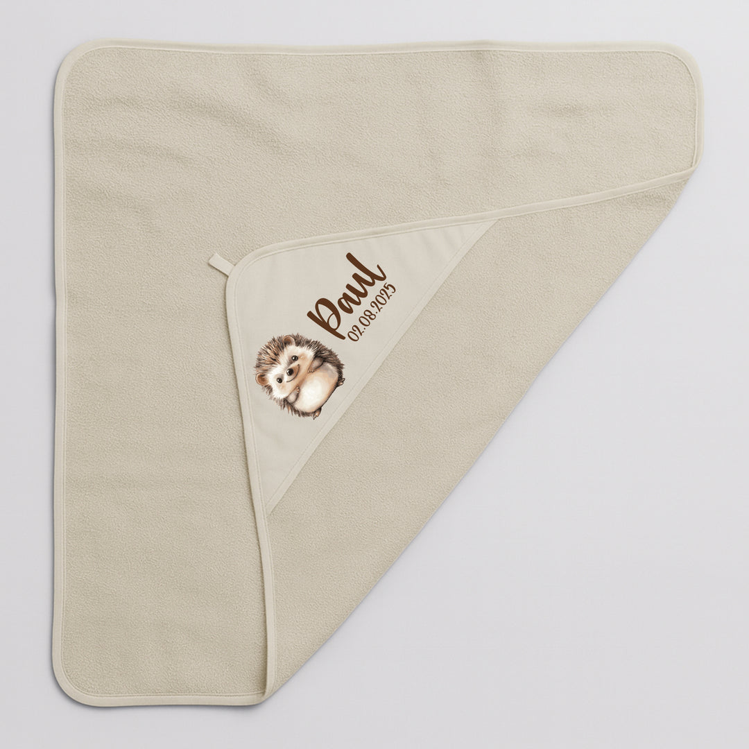 Kapuzenhandtuch Baby personalisiert mit 20 Motiven & 4 Farben zur Auswahl – 100 % Baumwolle – 70x70 cm