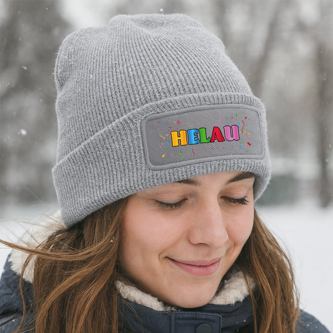 Helau Beanie | Lustige Karnevals-Mütze für Fasching & Winter