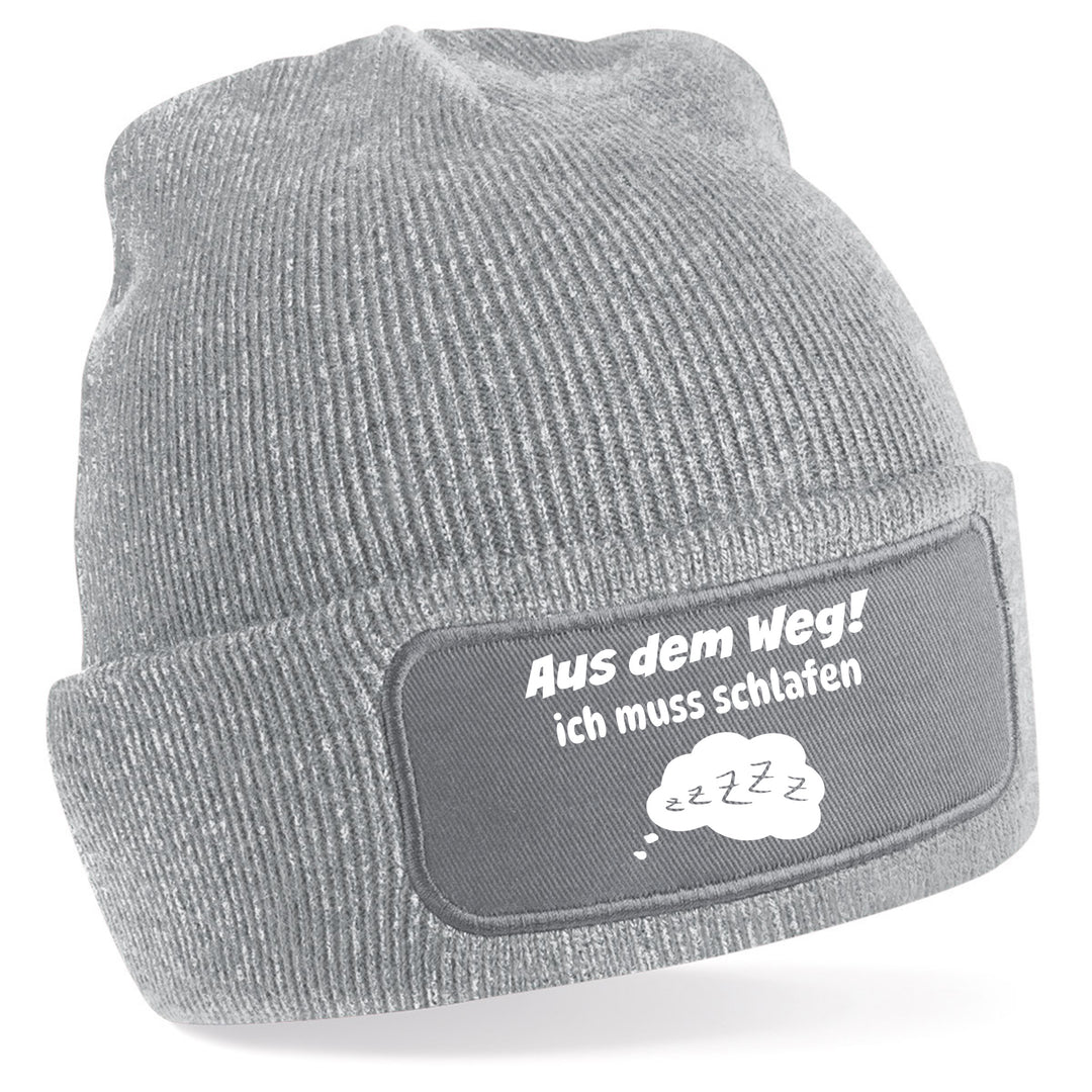 Mütze „Aus dem Weg – ich muss schlafen“ | Lustige Beanie für Schlafmangel-Profis