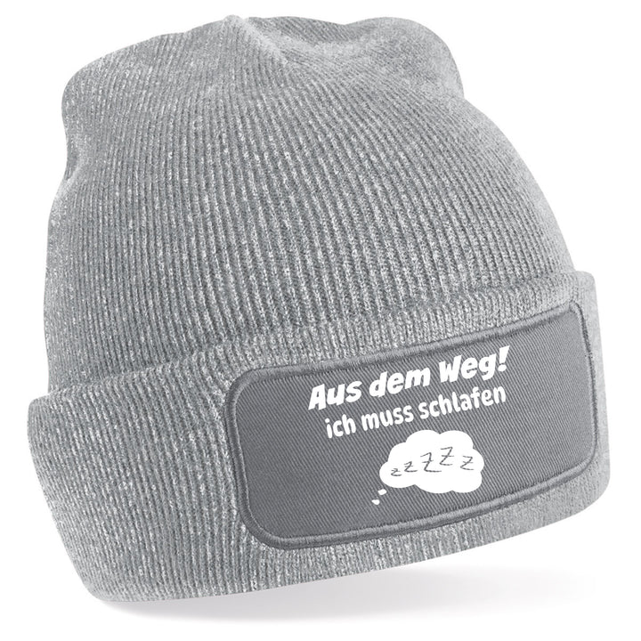 Mütze „Aus dem Weg – ich muss schlafen“ | Lustige Beanie für Schlafmangel-Profis