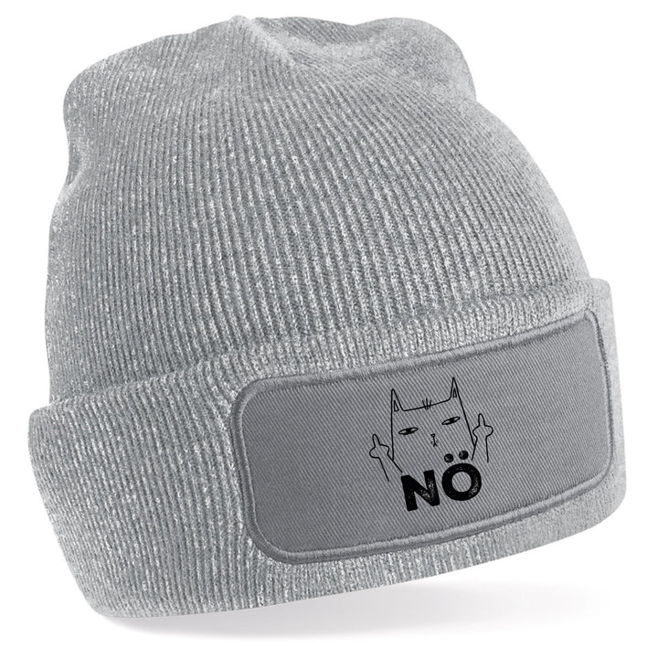 Nö Mütze – Katze mit Mittelfinger | Lustige Beanie mit Spruch & Motiv | Geschenk für Katzenfans mit Humor