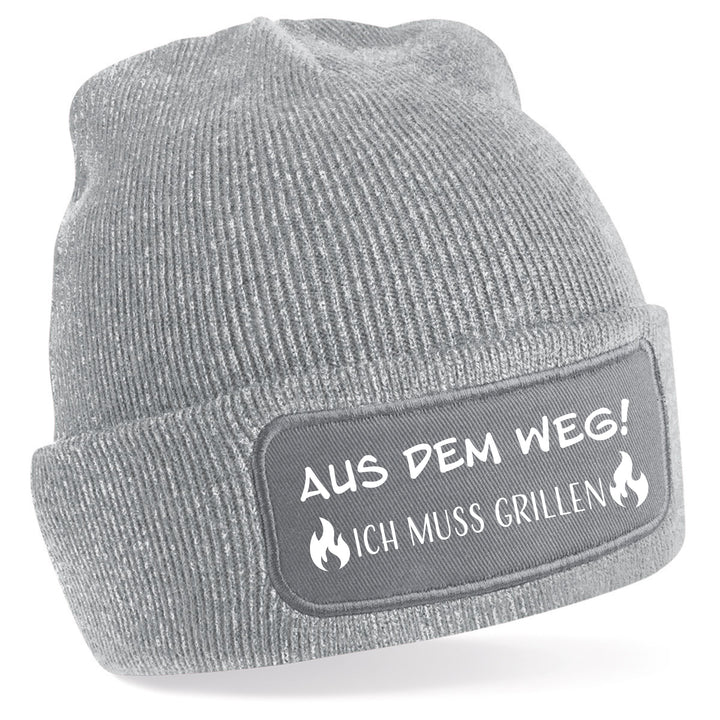 Mütze „Aus dem Weg – ich muss grillen“ | Lustige Beanie für Grillmeister & BBQ-Fans
