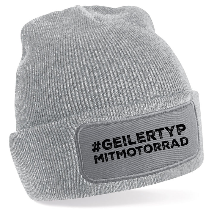 #geilertypmitmotorrad Mütze – Lustige Beanie mit Spruch | Geschenk für Motorradfahrer mit Humor