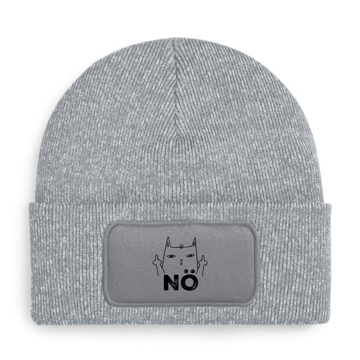 Nö Mütze – Katze mit Mittelfinger | Lustige Beanie mit Spruch & Motiv | Geschenk für Katzenfans mit Humor