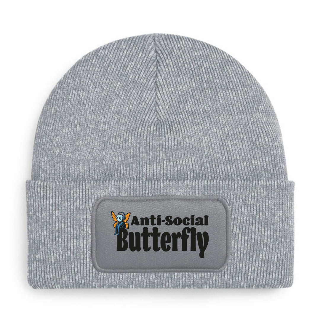 Anti Social Butterfly Mütze – Lustige Beanie mit Spruch | Geschenk für Introvertierte & Humorvolle