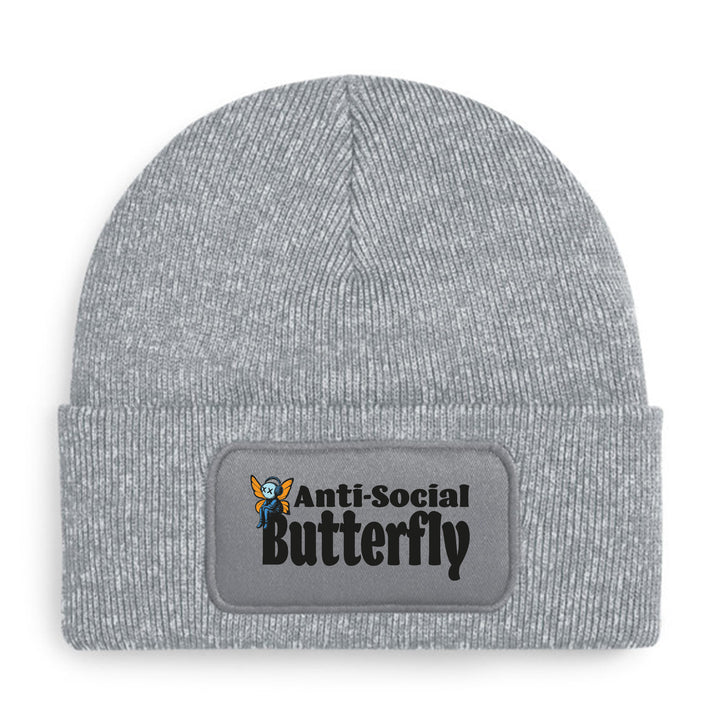 Anti Social Butterfly Mütze – Lustige Beanie mit Spruch | Geschenk für Introvertierte & Humorvolle