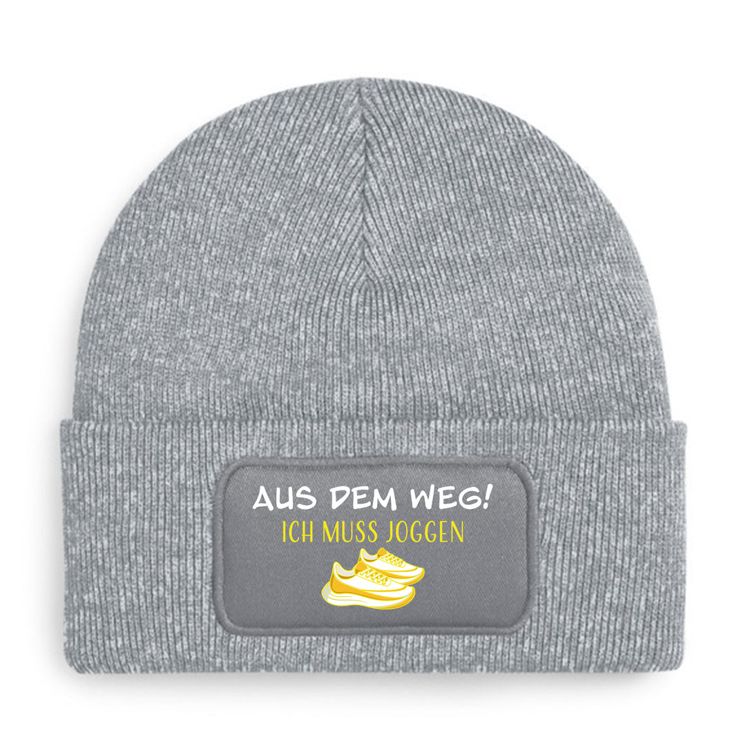 Mütze „Aus dem Weg – ich muss joggen“ | Lustige Beanie für Lauf- & Fitnessfans