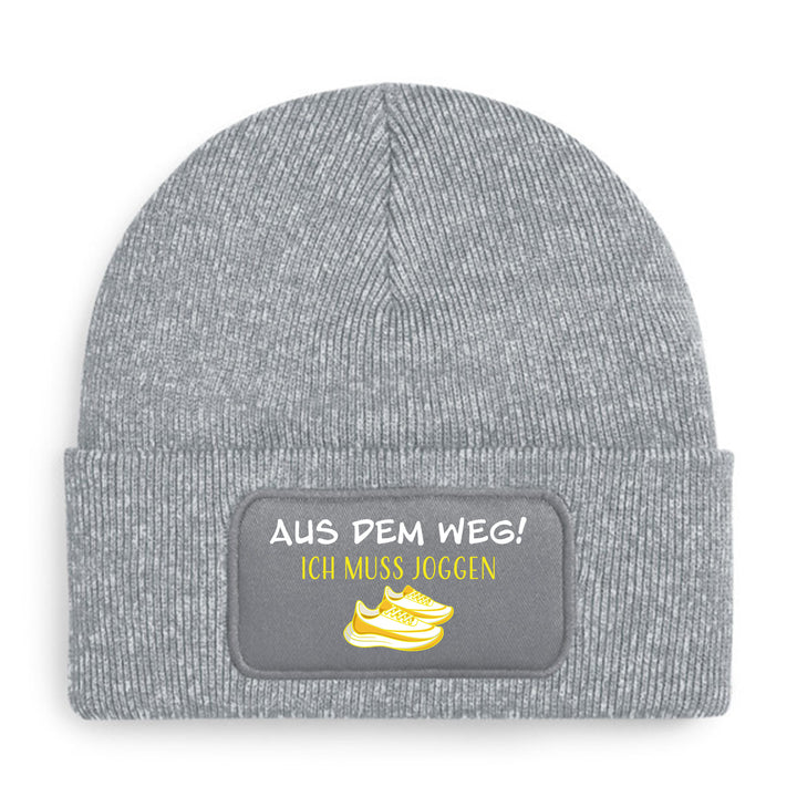 Mütze „Aus dem Weg – ich muss joggen“ | Lustige Beanie für Lauf- & Fitnessfans