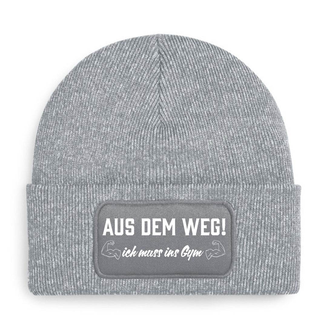 Mütze „Aus dem Weg – ich muss ins Gym“ | Lustige Beanie für Fitness- & Gym-Fans