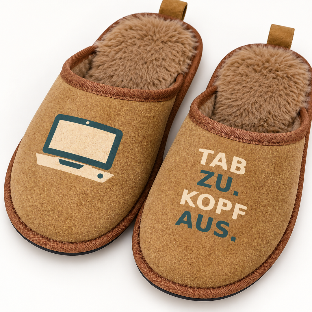 Detailansicht von Laptop-Motiv, PU-Obermaterial in Veloursoptik und Kunstfellfutter