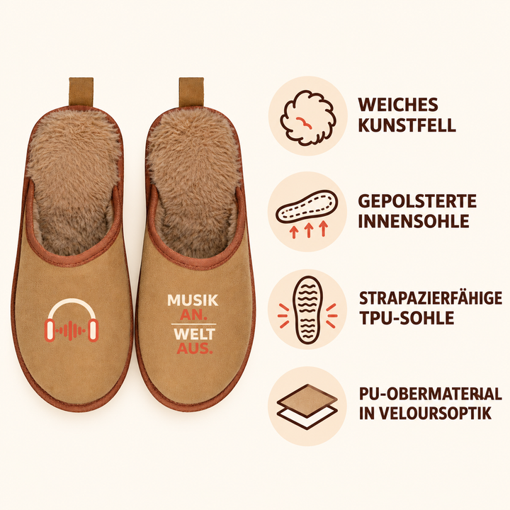 Vorteile der Terra Hausschuhe mit Kunstfell, gepolsterter Innensohle und TPU-Sohle