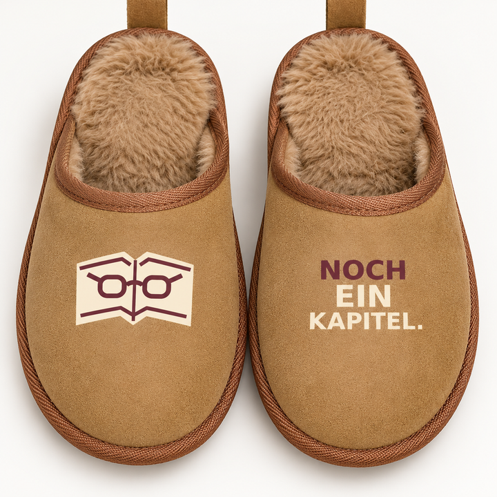 Detailansicht von Buchmotiv und PU-Obermaterial in Veloursoptik