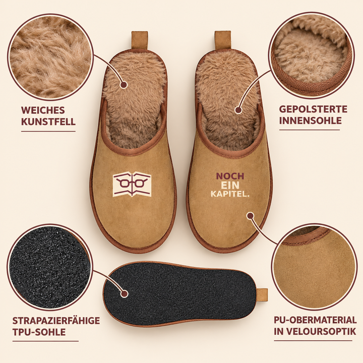 Materialdetails mit Kunstfell, gepolsterter Innensohle, TPU-Sohle und PU-Obermaterial