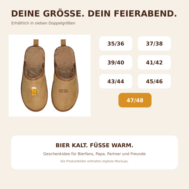 Größenübersicht der Terra Hausschuhe von 35/36 bis 47/48