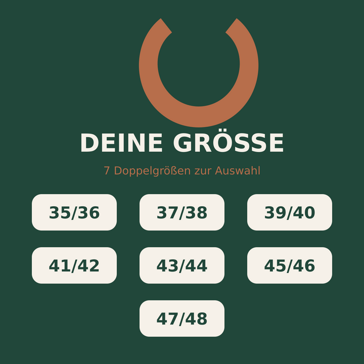 Verfügbare Größen der Hausschuhe von 35/36 bis 47/48