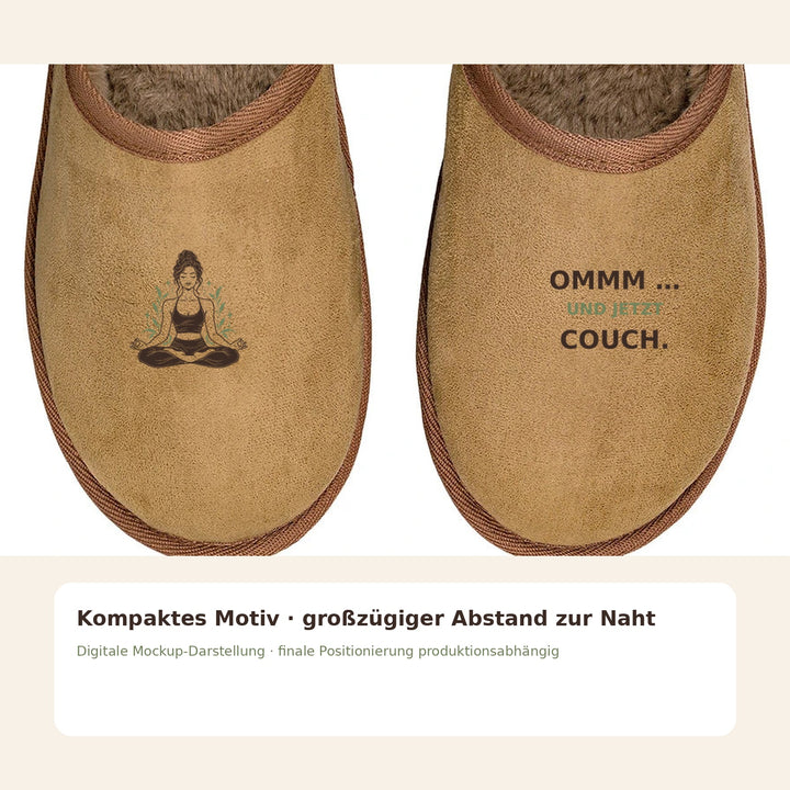 Detail des kompakten Yoga-Motivs mit großzügigem Abstand zur Naht