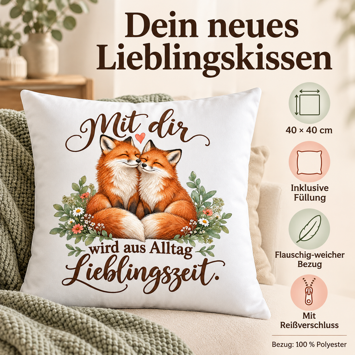 Fuchs-Kissen Vorteile: 40 x 40 cm, Füllung, weicher Polyesterbezug und Reißverschluss