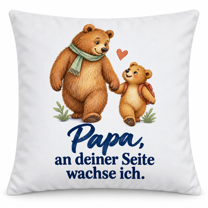 Weißes Papa-Bärenkissen An deiner Seite wachse ich auf reinweißem Hintergrund