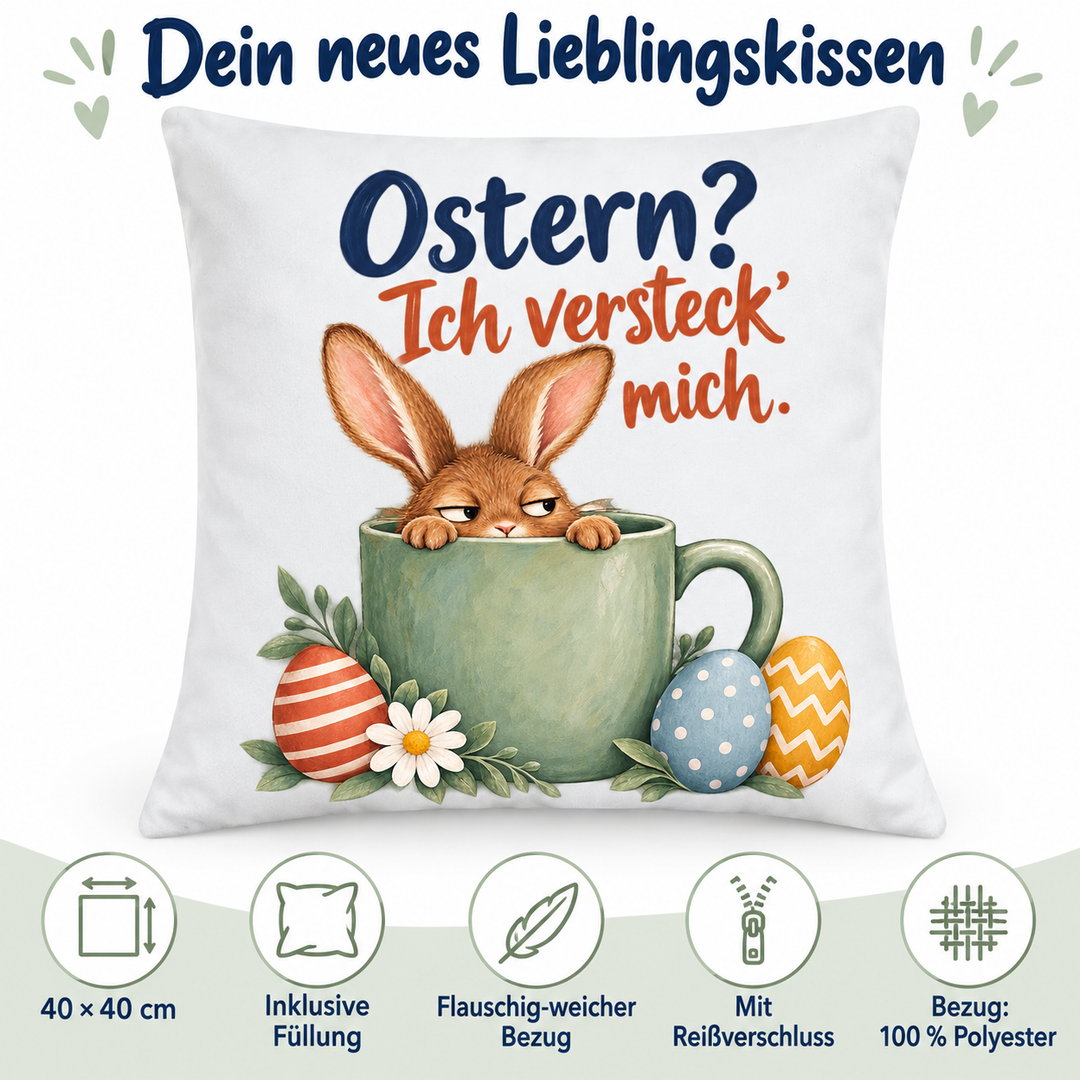 Vorteile des Osterkissens: 40 × 40 cm, Füllung und abnehmbarer Polyesterbezug