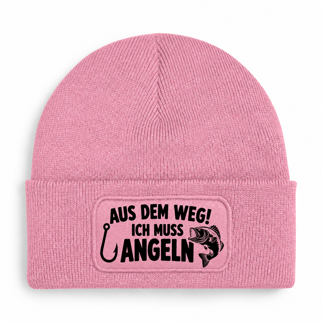 Mütze AUS DEM WEG! ICH MUSS ANGELN – Rosa