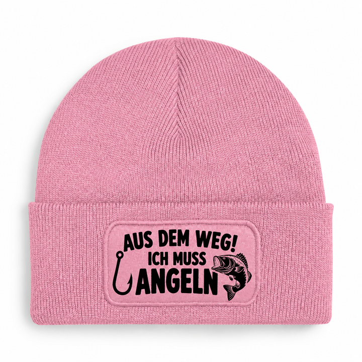 Mütze AUS DEM WEG! ICH MUSS ANGELN – Rosa